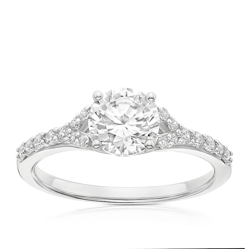 Sterling Silver & Cubic Zirconia Set Shoulder Solitaire Ring