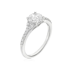 Sterling Silver & Cubic Zirconia Set Shoulder Solitaire Ring