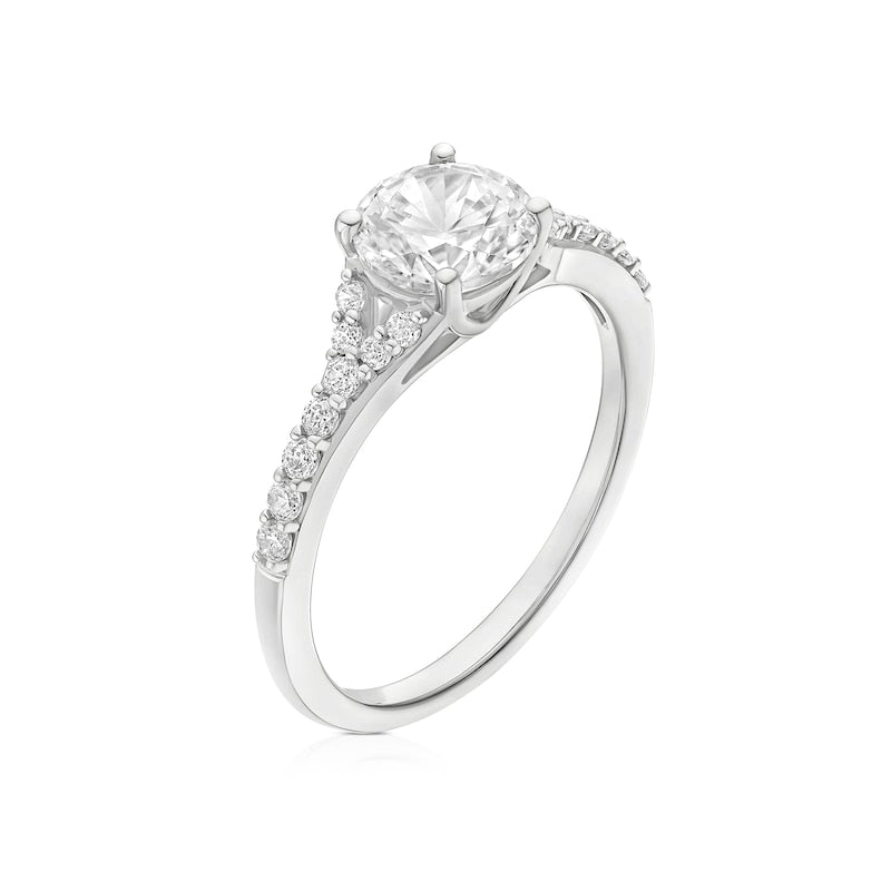 Sterling Silver & Cubic Zirconia Set Shoulder Solitaire Ring