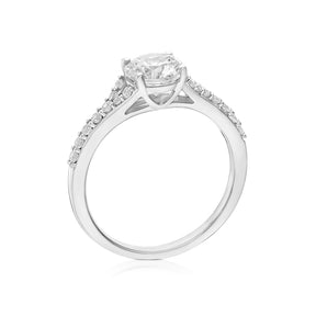 Sterling Silver & Cubic Zirconia Set Shoulder Solitaire Ring