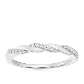 Sterling Silver Cubic Zirconia Twist Ring