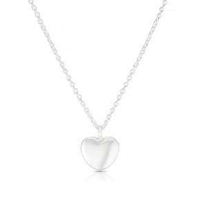 Sterling Silver Puff Heart Shaped Pendant Necklace