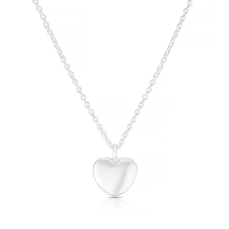 Sterling Silver Puff Heart Shaped Pendant Necklace