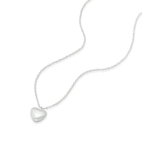 Sterling Silver Puff Heart Shaped Pendant Necklace
