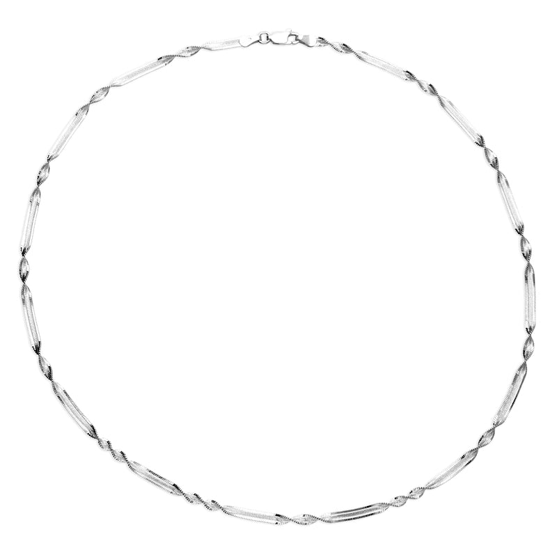 Sterling Silver 18" Textured Fancy Twist Herringbone Necklace