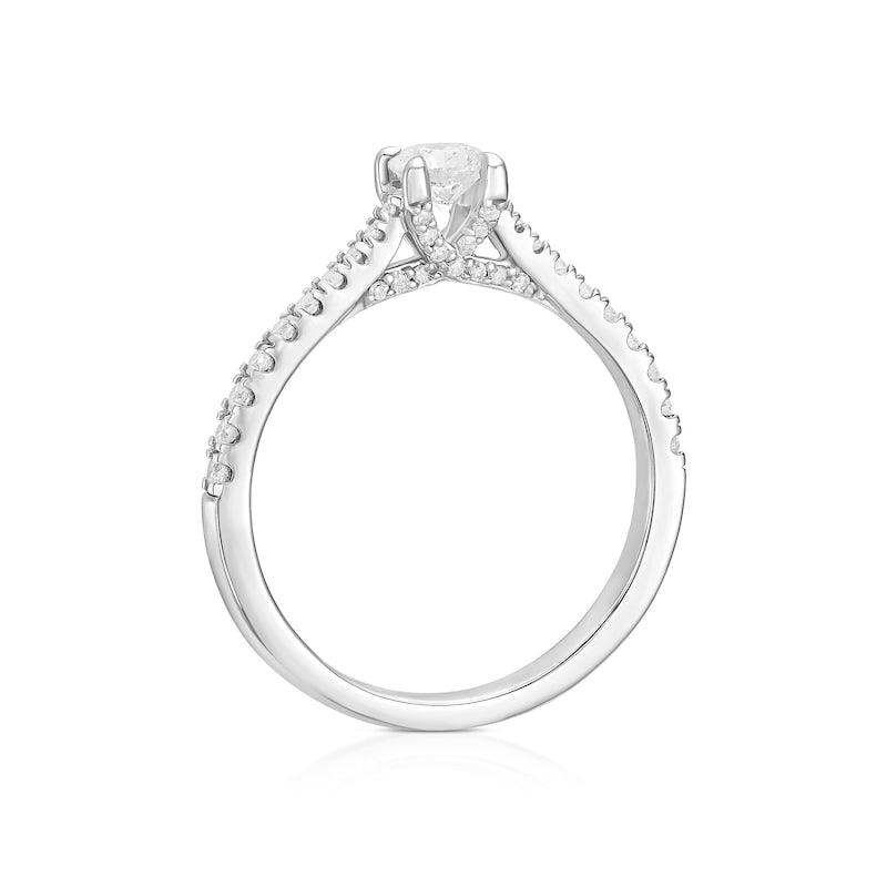Engagement Ring Platinum Diamond Set Shoulders Solitaire 0.50ct Diamond Ring