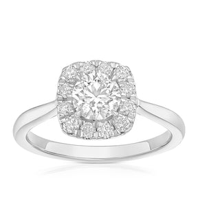 Engagement Ring Platinum Cushion Shaped Halo 1ct Diamond Ring
