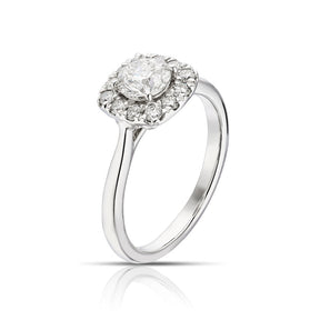 Engagement Ring Platinum Cushion Shaped Halo 1ct Diamond Ring