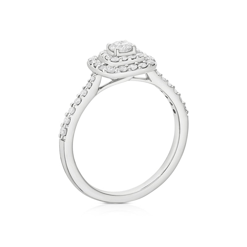 Engagement Ring Platinum Cushion Shaped Double Halo 0.50ct Diamond Ring