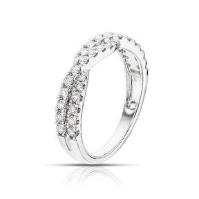 Engagement Ring 9ct White Gold Round Cut Twist Band 0.50ct Diamond Ring
