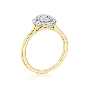 Engagement Ring 9ct Yellow Gold Oval Cluster 0.40ct Diamond Ring