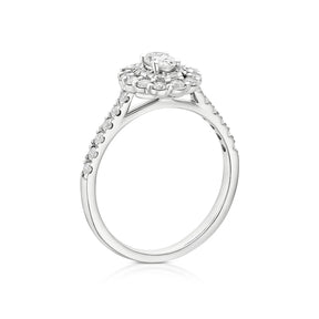 Engagement Ring Platinum Oval Cut Double Halo 0.75ct Diamond Ring