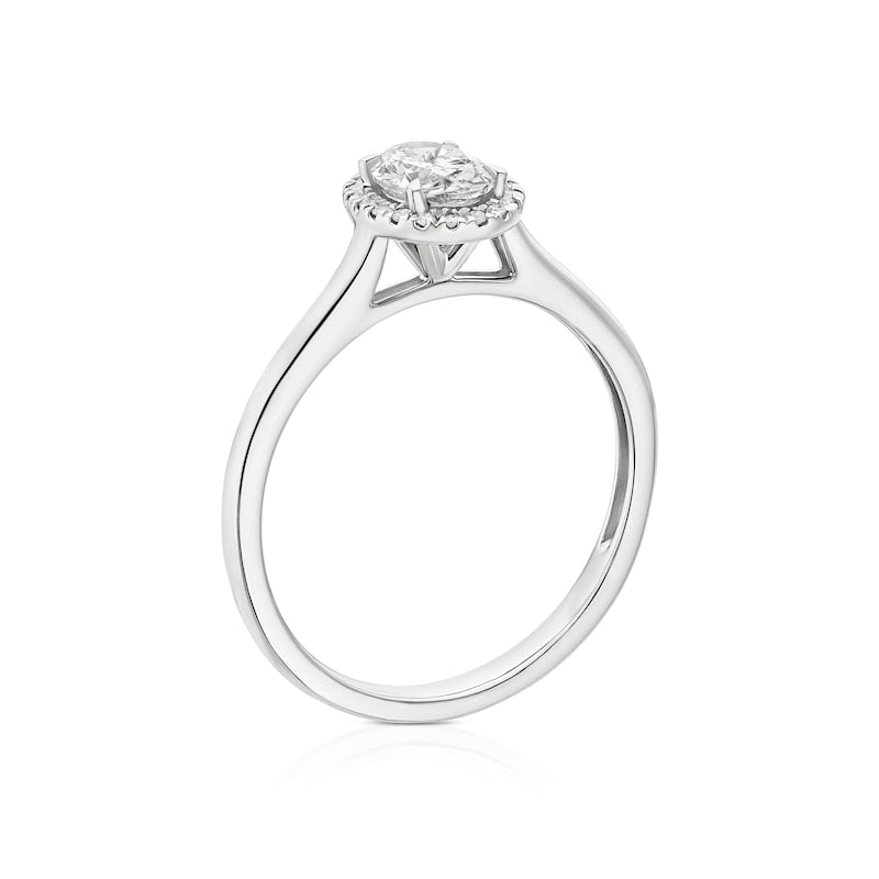 Engagement Ring Platinum Oval Cut Halo Solitaire 0.55ct Diamond Ring
