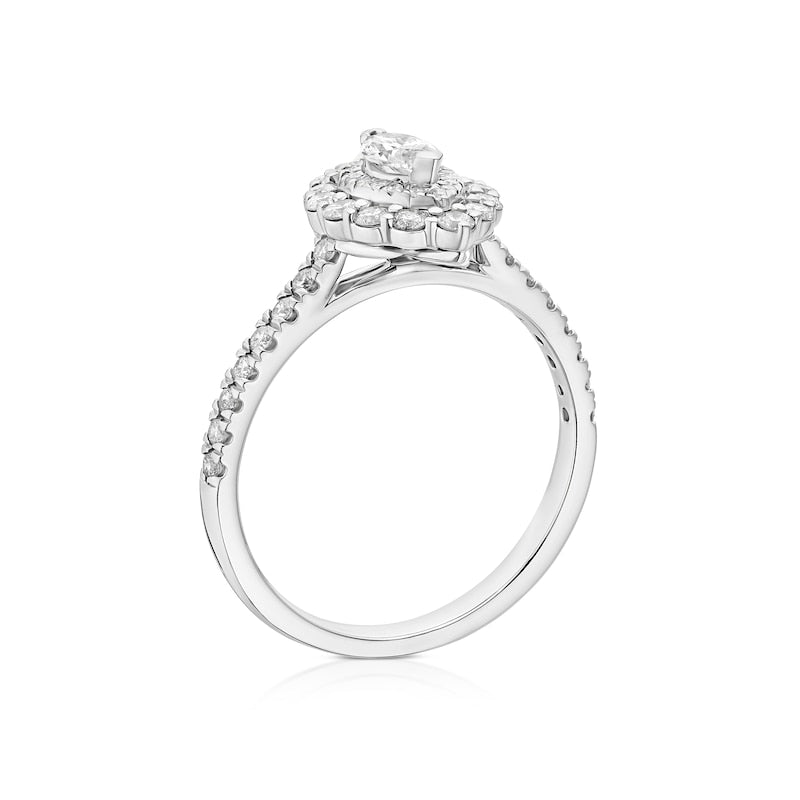 Engagement Ring Platinum Marquise Cut Double Halo 0.75ct Diamond Ring