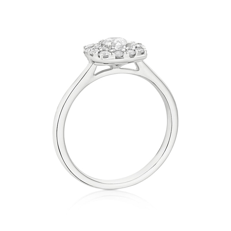 Engagement Ring 18ct White Gold Cushion Halo 0.50ct Diamond Ring