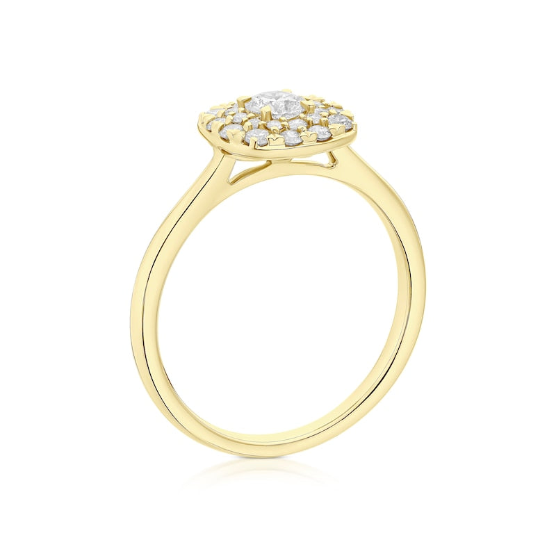 Engagement Ring 18ct Yellow Gold Cushion Halo 0.50ct Diamond Ring
