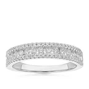 18ct White Gold Triple Row Eternity Band 0.50ct Diamond Ring