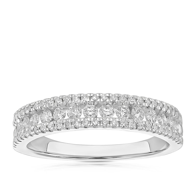 18ct White Gold Triple Row Eternity Band 0.50ct Diamond Ring