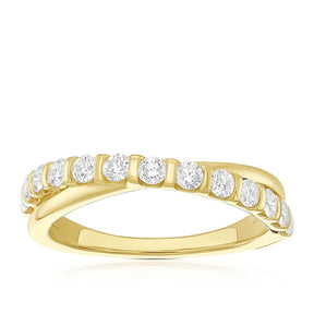 18ct Yellow Gold Crossover Eternity Band 0.50ct Diamond Ring