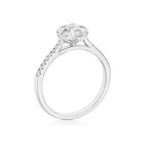 Engagement Ring Origin Platinum Flower Shaped Halo 0.50ct Diamond Ring