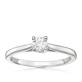 Engagement Ring 18ct White Gold 0.25ct Diamond Four Claw Solitaire Diamond Ring