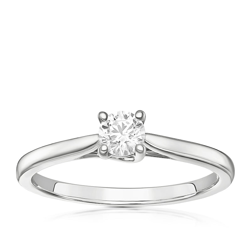 Engagement Ring 18ct White Gold 0.25ct Diamond Four Claw Solitaire Diamond Ring