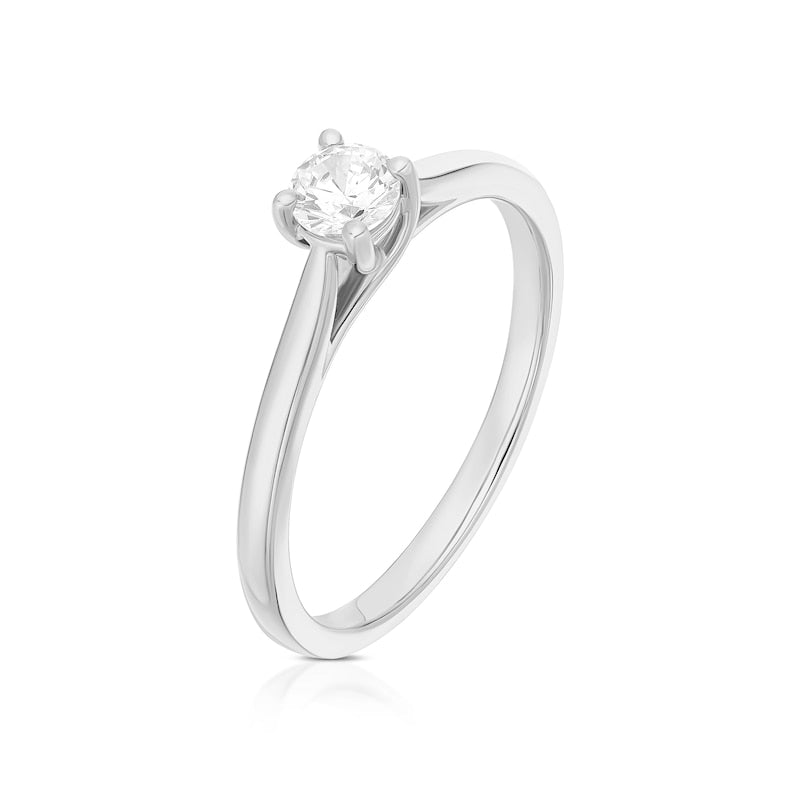 Engagement Ring 18ct White Gold 0.25ct Diamond Four Claw Solitaire Diamond Ring