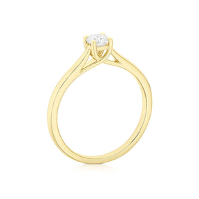 Engagement Ring 18ct Yellow Gold 0.25ct Diamond Four Claw Solitaire Diamond Ring