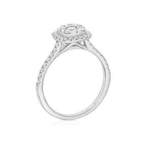Engagement Ring 9ct White Gold Cushion Cluster 0.50ct Diamond Ring