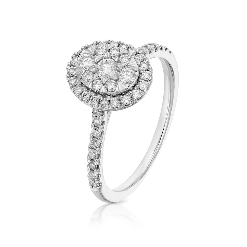 Engagement Ring 9ct White Gold Oval Cluster 0.50ct Diamond Ring