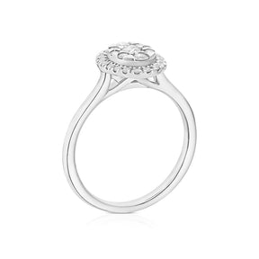 Engagement Ring 9ct White Gold Oval Cluster 0.40ct Diamond Ring