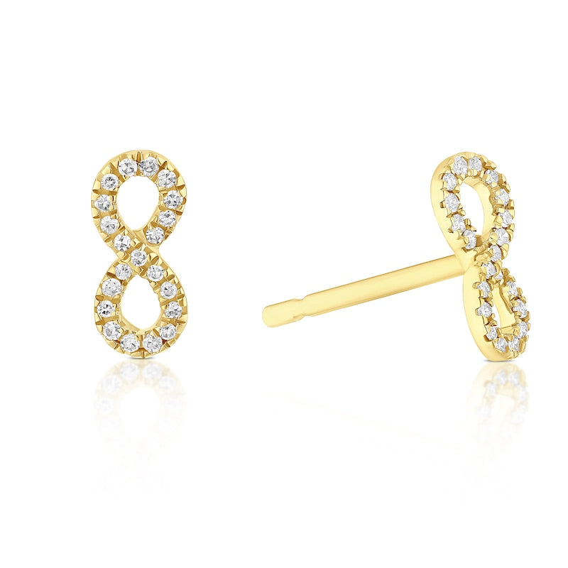 9ct Yellow Gold Diamond Infinity Stud Earrings