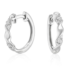 Sterling Silver 0.12ct Diamond Twist Hoop Earrings