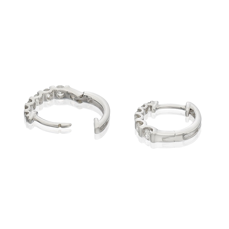 9ct White Gold 0.33ct Diamond Bar Hoop Earrings