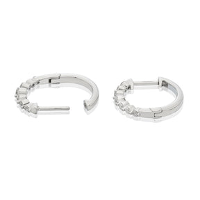 9ct White Gold 15mm 0.25ct Diamond Graduated Hoop Earrings