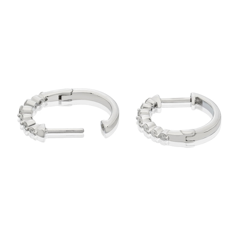9ct White Gold 15mm 0.25ct Diamond Graduated Hoop Earrings