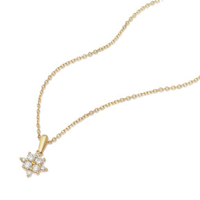 9ct Yellow Gold 18" 0.20ct Diamond Flower Shaped Pendant