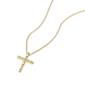9ct Yellow Gold 18" Diamond Cross Pendant