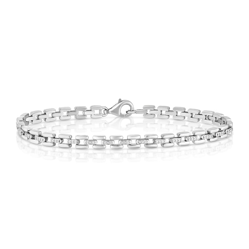 Sterling Silver 0.30ct Diamond Panther Link Bracelet