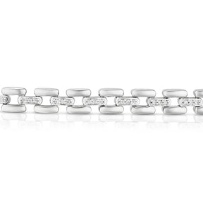 Sterling Silver 0.30ct Diamond Panther Link Bracelet