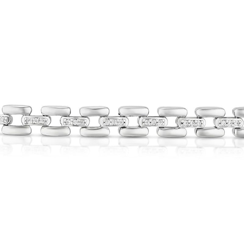 Sterling Silver 0.30ct Diamond Panther Link Bracelet