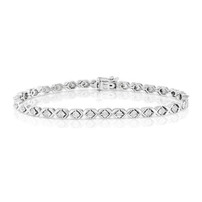 Sterling Silver 0.10ct Diamond Illusion Kiss Tennis Bracelet