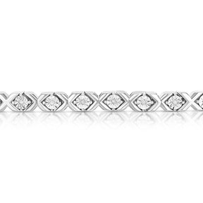 Sterling Silver 0.10ct Diamond Illusion Kiss Tennis Bracelet
