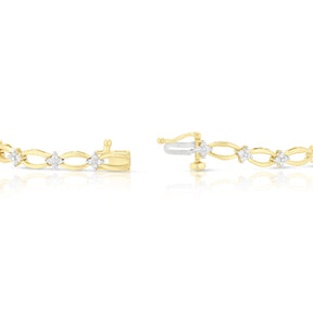 9ct Yellow Gold 0.50ct Diamond Clover Station Link Line Bracelet