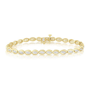 9ct Yellow Gold 0.50ct Diamond Oval Link Line Bracelet