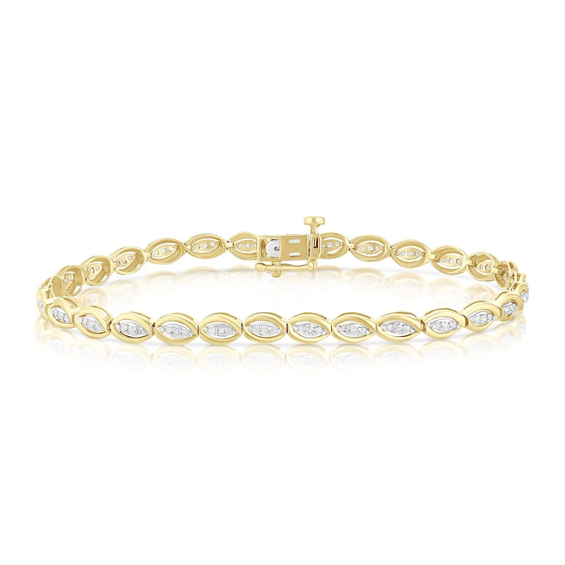 9ct Yellow Gold 0.50ct Diamond Oval Link Line Bracelet