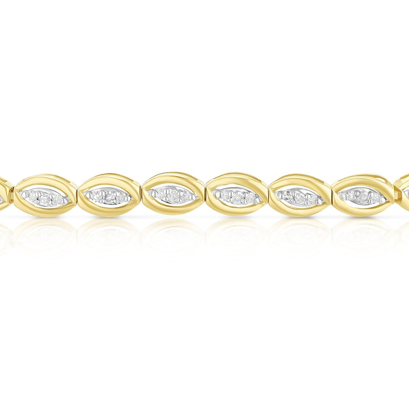 9ct Yellow Gold 0.50ct Diamond Oval Link Line Bracelet