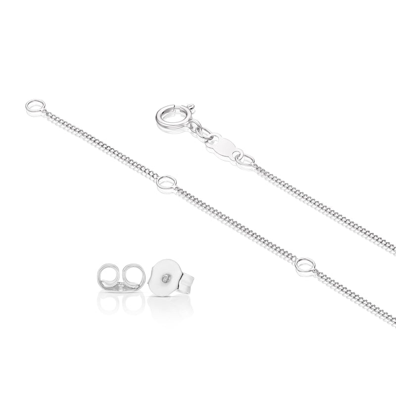 Sterling Silver 0.15ct Diamond Open Circle Pendant & Earring Set