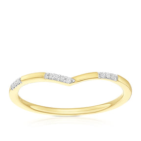 9ct Yellow Gold Diamond Wishbone Stacking Ring