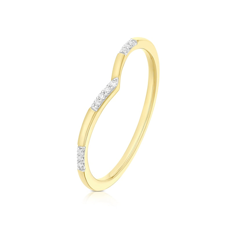 9ct Yellow Gold Diamond Wishbone Stacking Ring
